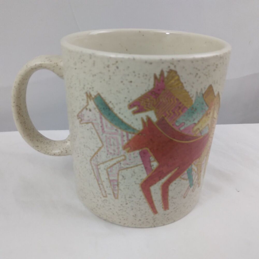 Vintage 1990 Native Horses Stoneware Coffee Cup By Laurel Burch